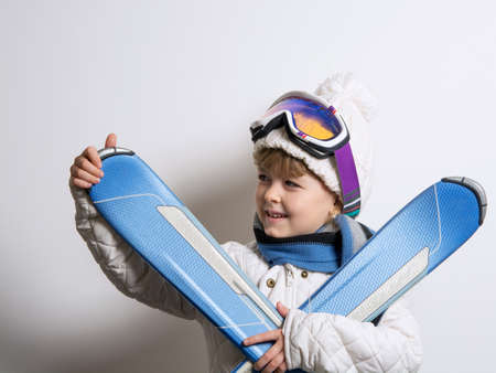 young skier in glasses and a hatの写真素材