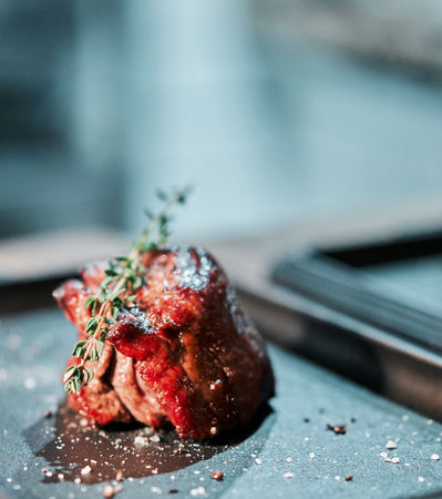 juicy steaks on the results in the restaurantの写真素材