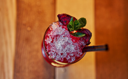 beetroot raspberry cocktail with iceの写真素材