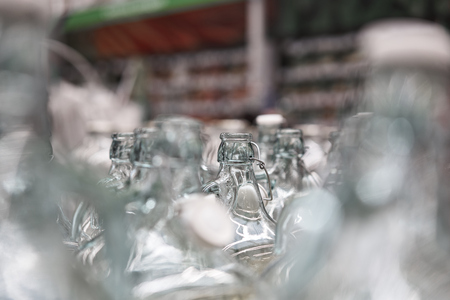 glass containers in the storeの写真素材