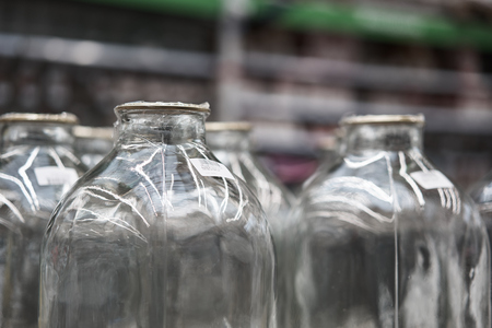 glass containers in the storeの写真素材