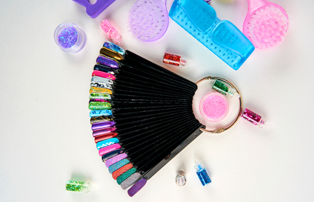 manicure tools on a white backgroundの写真素材
