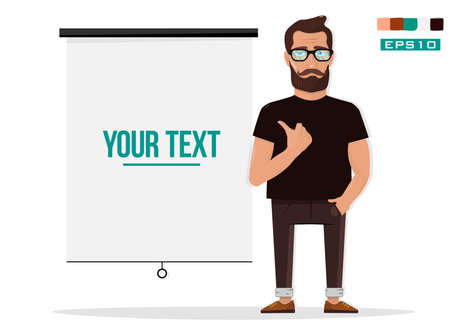 The character of a man shows on the Board.のイラスト素材