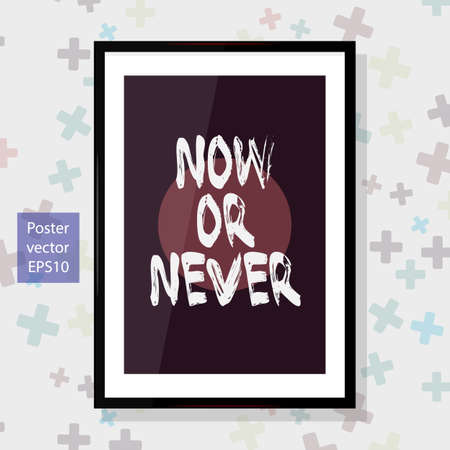 Poster Mockup realistic with Lettering Element. Vector illustration.のイラスト素材