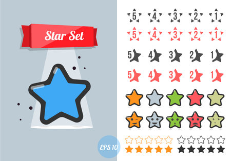Star illustration set on white background. A cartoon style.のイラスト素材