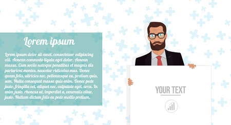 Creative businessman presentation on a white placard for your website.のイラスト素材