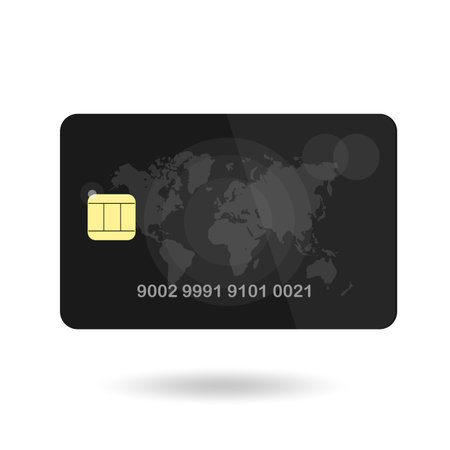Credit Card with world map isolated on white background. Vector illustration.のイラスト素材