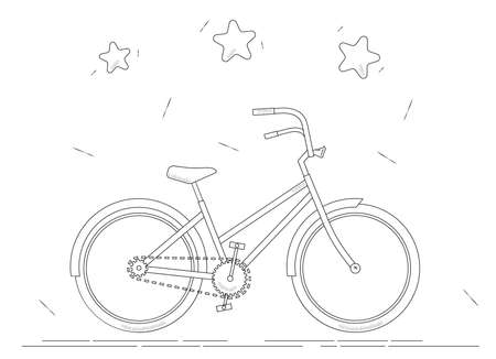 Black and white line drawing. Bike coloring page.のイラスト素材