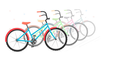 Bike in a vector on a white background. Motion graphics and bicycle parking. White blank area for text.のイラスト素材