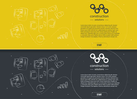 Line style design for web site. Banner template. Employee relations in the office. Job interview concept. Business logo technology companies.のイラスト素材