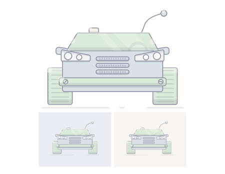 Toy remote control cars. Flat linear illustration.のイラスト素材