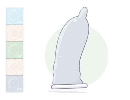 Cartoon condom. Isolated on white background.のイラスト素材