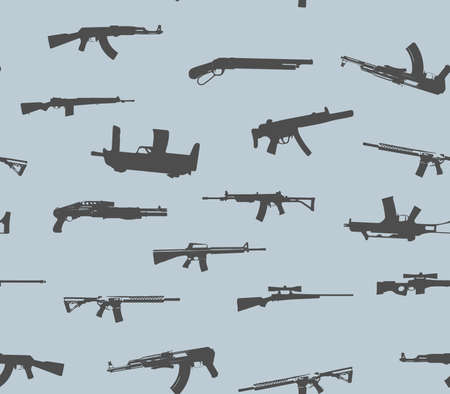 Weapons silhouettes. Seamless pattern.のイラスト素材