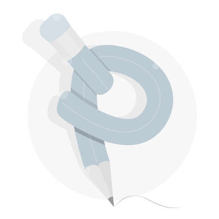 Pencil. The letter P. Cartoon style. Vector illustration.のイラスト素材