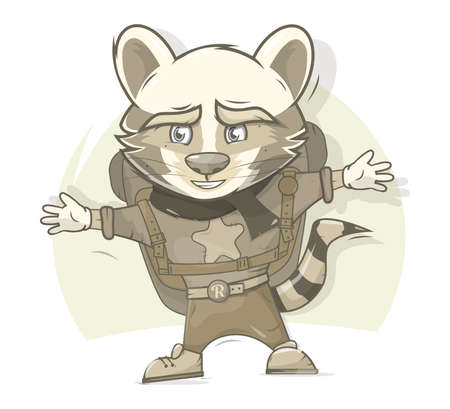 Raccoon With a big backpack.のイラスト素材