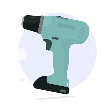 Cordless screwdriver. Cartoon style. Vector illustration.のイラスト素材