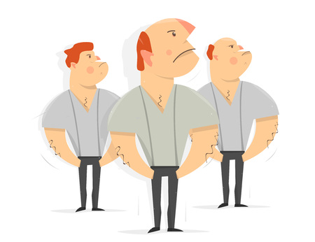 Serious men, workers. Tough guy. Cartoon character funny and comic style.のイラスト素材