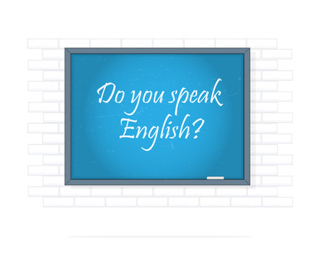 Do you speak English. Chalkboard with text. Vector illustration.のイラスト素材