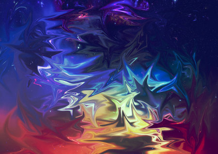 Abstract cosmic texture background. Art space wallpaper. Artistic psychedelic marble artwork. Colorful digital painting. Stock. Big size pictorial art. Good as pattern for design posters, cards, invitations or websites.の写真素材