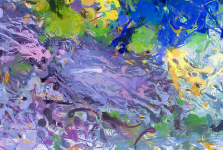 Oil painting abstract background in fashion impressionism style. Hand drawn pattern for design work. Template for decor print products. Modern contemporary art. Splashes of paint. Soft brushstrokes.の写真素材