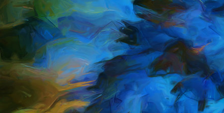 Abstract painting background. Big size oil painting modern wall art. Chaotic brush strokes of paint on canvas. Impression bright colors. Template for print or design poster, invitation, card and flyerの写真素材