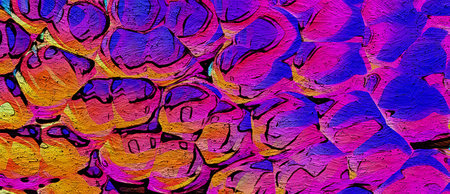 Abstract painting, Wall art, Canvas print, Oil paint, Modern drawing, Textured brushstrokes, Contemporary impressionism style, Warm fancy colors, Psychedelic design pattern, surreal fine artの写真素材