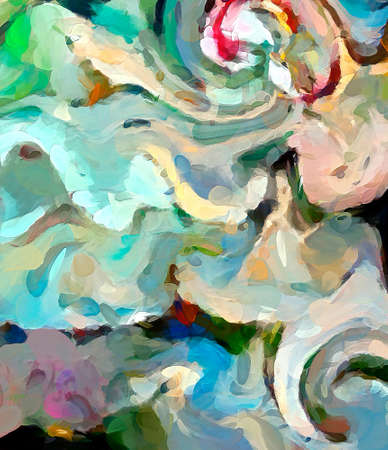 Digital art abstract pattern. Hand drawing modern style art print. Futuristic artwork. Contemporary painting wall decor. Oil on canvas. Brushstrokes of paint in warm colors. Psychedelic design.の写真素材