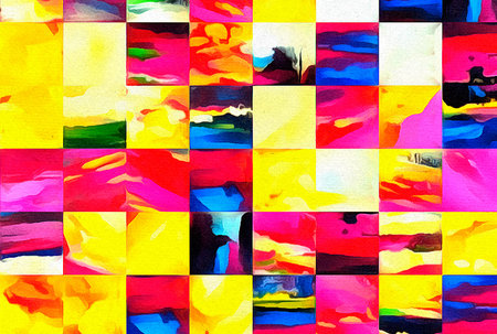 Digital art abstract pattern. Hand drawing modern style art print. Futuristic artwork. Contemporary painting wall decor. Oil on canvas. Brushstrokes of paint in warm colors. Psychedelic design textureの写真素材