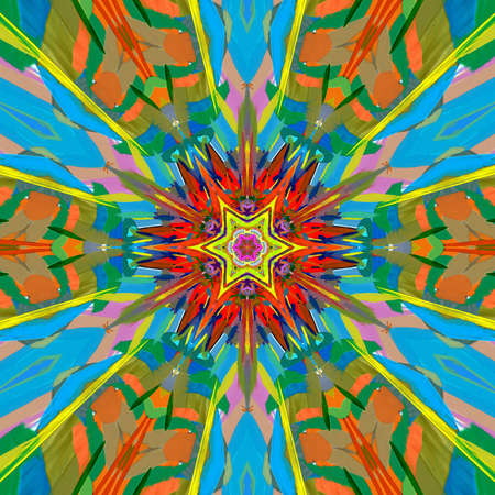 Geometric fractal conceptual graphic art. Pattern for design creative cover, web banner, cards or invitation. Digital painting wallpaper. Print for wall poster decor. Abstract template of background.の写真素材