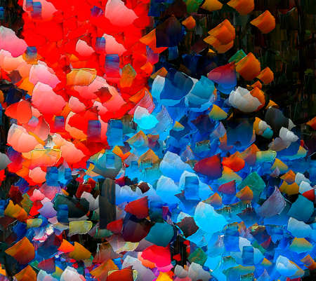 Digital art abstract pattern. Hand drawing modern style art print. Futuristic artwork. Contemporary painting wall decor. Oil on canvas. Brushstrokes of paint in warm colors. Psychedelic design.の写真素材