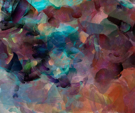 Abstract oil and watercolor style mixed art background. Painting in impressionism technique abstraction. Wall print decor. Hand drawn chaotic brushstrokes texture. Design pattern in warm colors.の写真素材