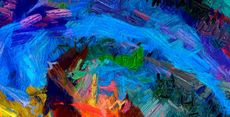 Modern painting wall art decor. Abstract drawing background. Design artwork. Brush strokes on canvas. Artistic pattern. Creative fashion print. Good as psychedelic poster. Surreal graphic abstraction.の写真素材