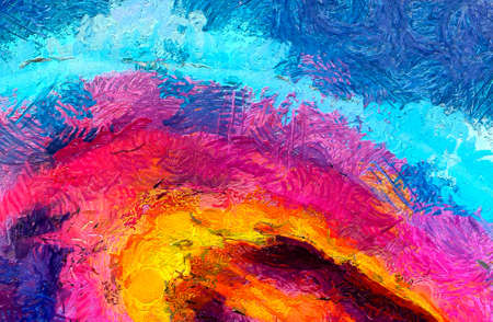 Modern painting wall art decor. Abstract drawing background. Design artwork. Brush strokes on canvas. Artistic pattern. Creative fashion print. Good as psychedelic poster. Surreal graphic abstraction.の写真素材