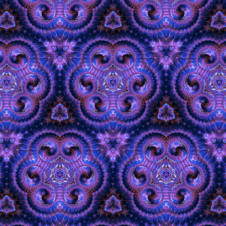 Purple graphic watercolor art. Cosmic fantasy background. Fractal pattern in deep space colors....