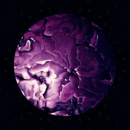 Abstract purple watercolor texture background. Oil painting style. Pastel pink elements and violet motifs fractal art. Cosmic graphic design pattern.の写真素材