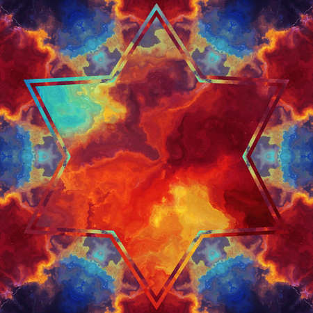 Abstract graphic watercolor background. Stylish fractal fashion art. Cosmic artwork. Artistic purple pattern. Trendy template for design production.の写真素材