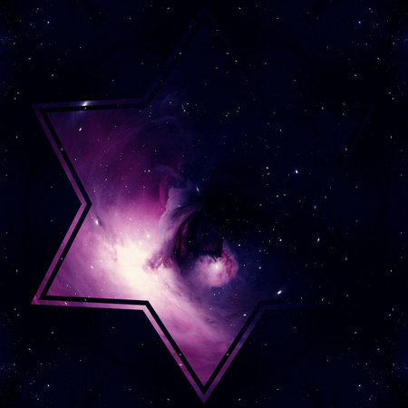 Abstract graphic watercolor background. Stylish fractal fashion art. Cosmic artwork. Artistic purple...