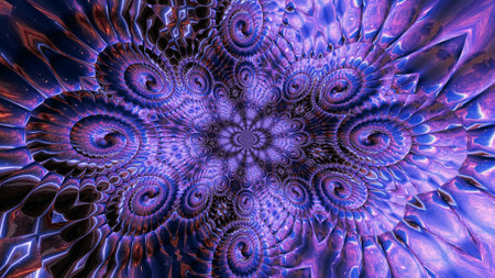 Abstract purple graphic watercolor background. Digital painting in oil imitation fractal art. Cosmic...