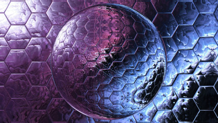 Abstract purple watercolor art. Fractal cosmic artwork. Digital graphic painting fantasy background....
