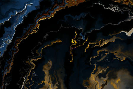 Abstract gold watercolor background. Colorful rich luxury texture. Oil painting style. Fractal art. Visionary surreal artwork. Mixed media. Graphic design. Unique golden pattern.の写真素材