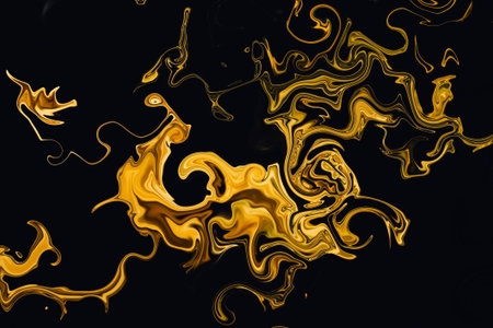Abstract graphic painting golden background. Elite and rich pattern. Liquid gold fractal art.