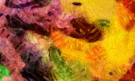 Oil pastel drawing. Abstract color background. Fine art print. Impressionism style abstraction. Modern surrealism painting. Good as wall decor poster. Stock. Surreal design. Handmade texture template.の写真素材