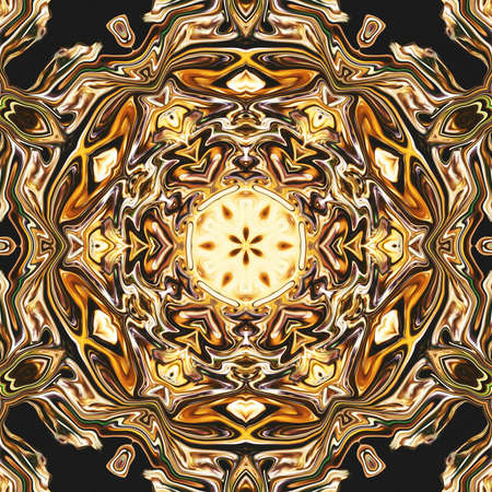 Rich liquid gold imitation graphic fractal art. Golden color background.の写真素材
