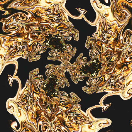Abstract gold background. Fractal luxury art. Graphic painting golden artwork in oil imitation....