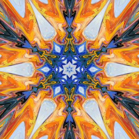 Art work in impressionism naive style oil painting on canvas. Abstract pattern with expressionism elements. Happy colors bright wall art print as poster template. Decor idea. Fashion modern backgroundの写真素材