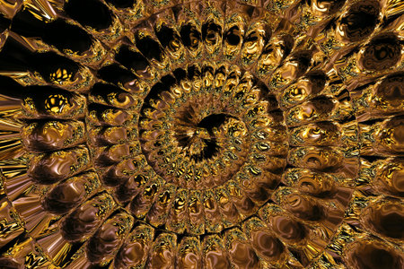Liquid gold imitation design pattern. Real golden color abstract fractal art. Creative background in...