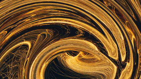 Abstract gold background. Fractal art. Rich creative pattern. Liquid golden color. Bright and shine luxury design.の写真素材