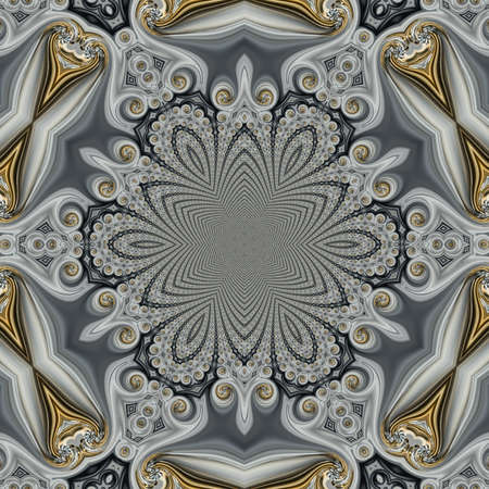 Abstract golden template background for create design card, flyer, banner or creative printed production. Digital or web graphic decor pattern. Liquid paint imitation. Fractal art.の写真素材