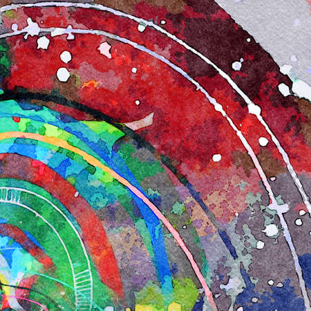 Abstract painting, Wall art, Canvas print, Oil paint, Modern drawing, Textured brushstrokes, Contemporary impressionism style, Warm fancy colors, Psychedelic design pattern, surreal fine artの写真素材