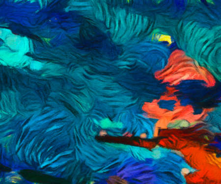 Abstract texture background. Digital painting in Vincent Van Gogh style artwork. Hand drawn artistic pattern. Modern art. Good for printed pictures, postcards, posters or wallpapers and textile print.の写真素材